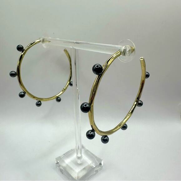 Lilly Pulitzer Gemma Onyx Hoop Earring Summer Pierced Jewelry Preppy Casual - Picture 4 of 8